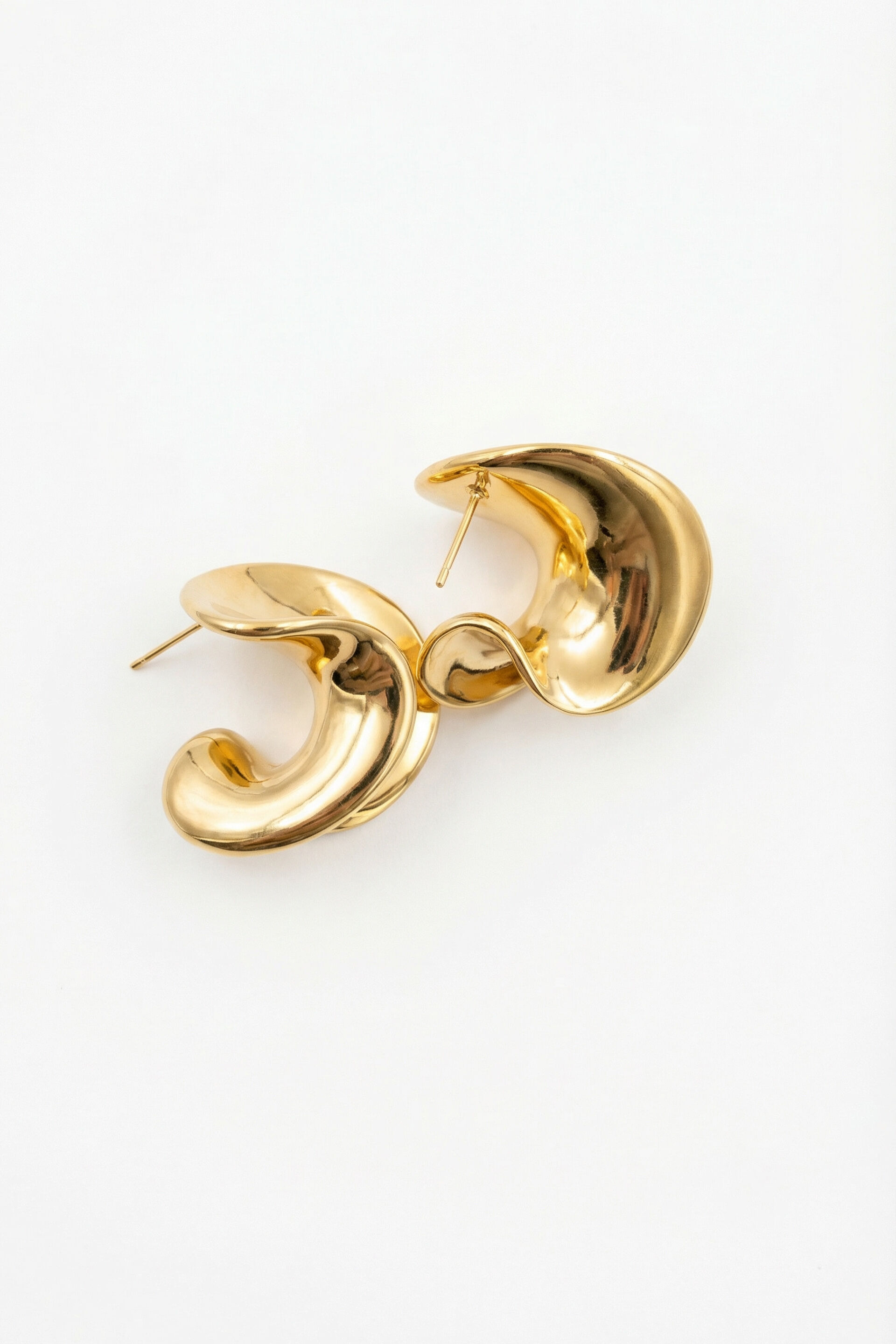 Golden Curve Stud Earrings, , image 1